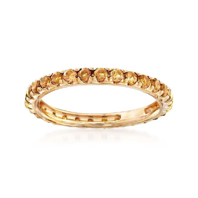 Women’s vintage engagement rings-14KT Yellow Gold Citrine Eternity Band Ring