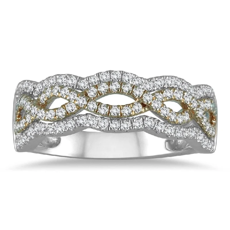 Women’s fashion statement rings-5/8 Carat TW Diamond Two Toned Ring in 10K Gold