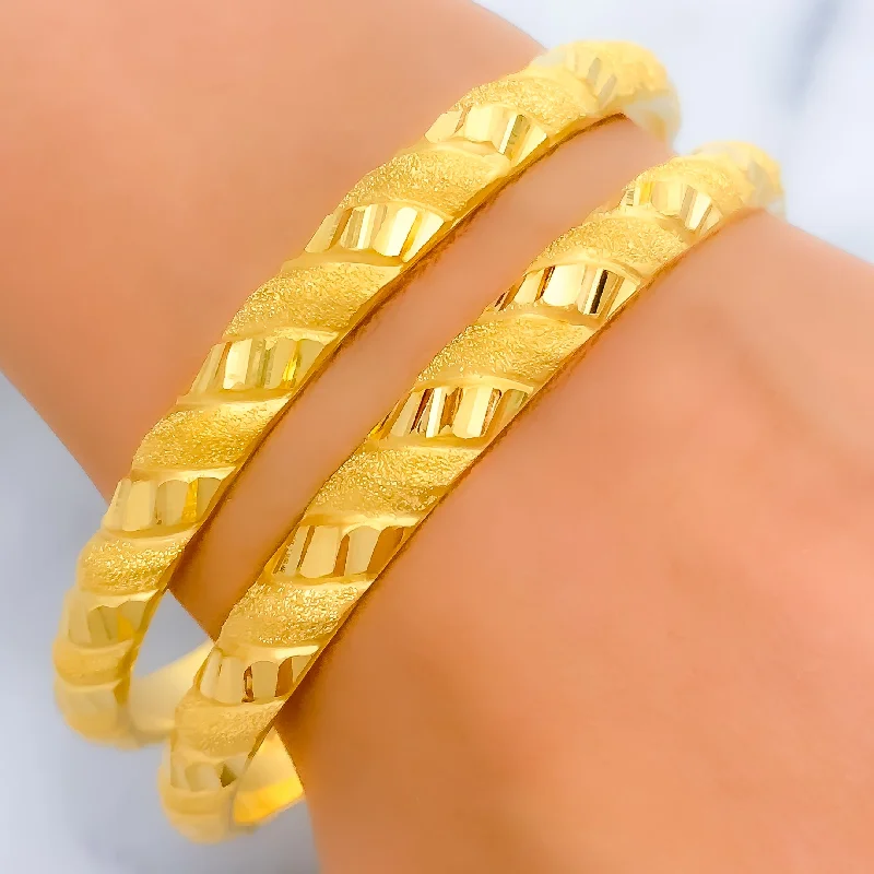 Women’s beaded bangle-Special Textured Glowing 21k Gold Bangles