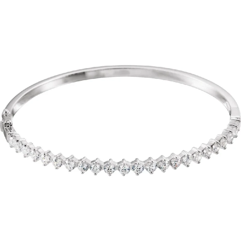 Women’s elegant bracelet-Curata 925 Sterling Silver CZ Cubic Zirconia Simulated Diamond Cuff Stackable Bangle Bracelet 3mm