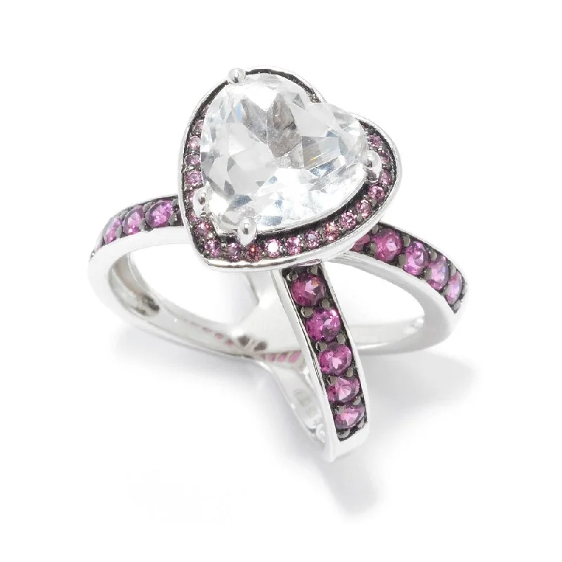 Women’s sapphire rings-925 Sterling Silver Rhodolite Garnet and White Topaz Ring