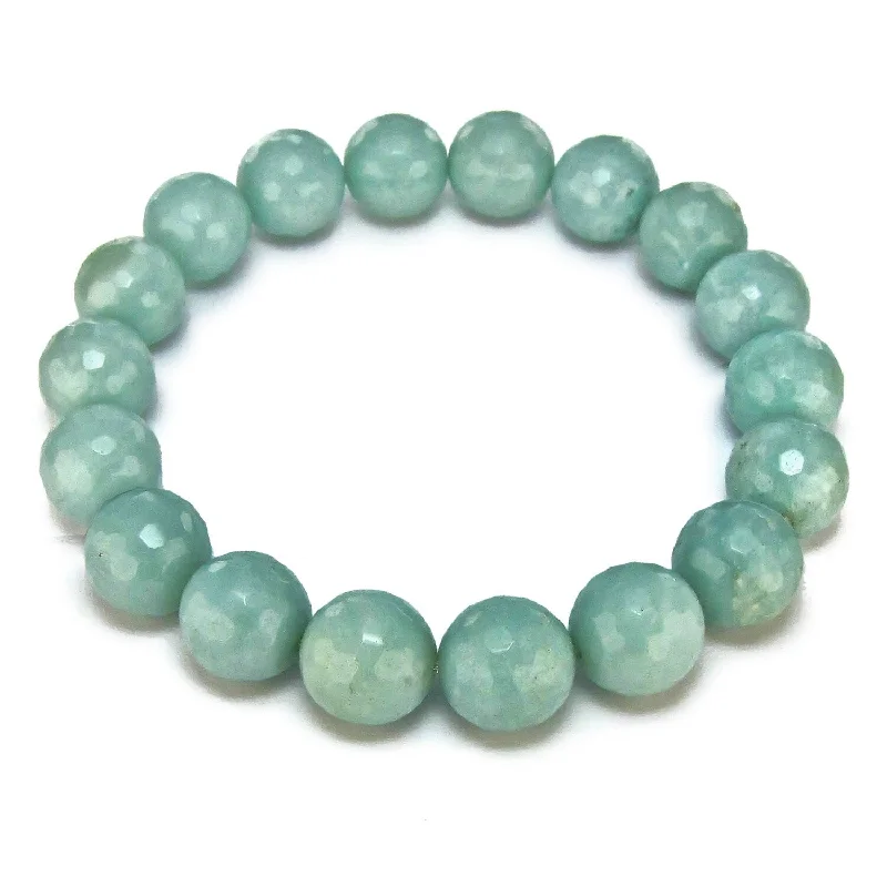 Women’s sparkling bracelet-Women’s animal print bracelets-DaVonna Stretch Bracelet with 10mm Round Green Amazonite Stone